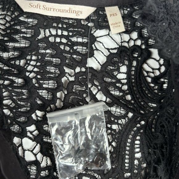 Soft Surroundings Black Lace Top Crochet Lace Whimsigoth Button Up Sz Petite XS - Picture 8 of 10